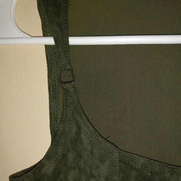 Fitted Olive-Green Faux Suede Tank Top Women's S - Picture 2 of 5